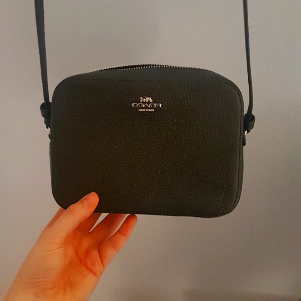 Coach Mini Camera Bag Crossbody Black Leather